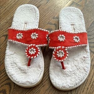 Jack Rogers Red and Pink Sherpa lined Cozy Slippers sandals sz 10